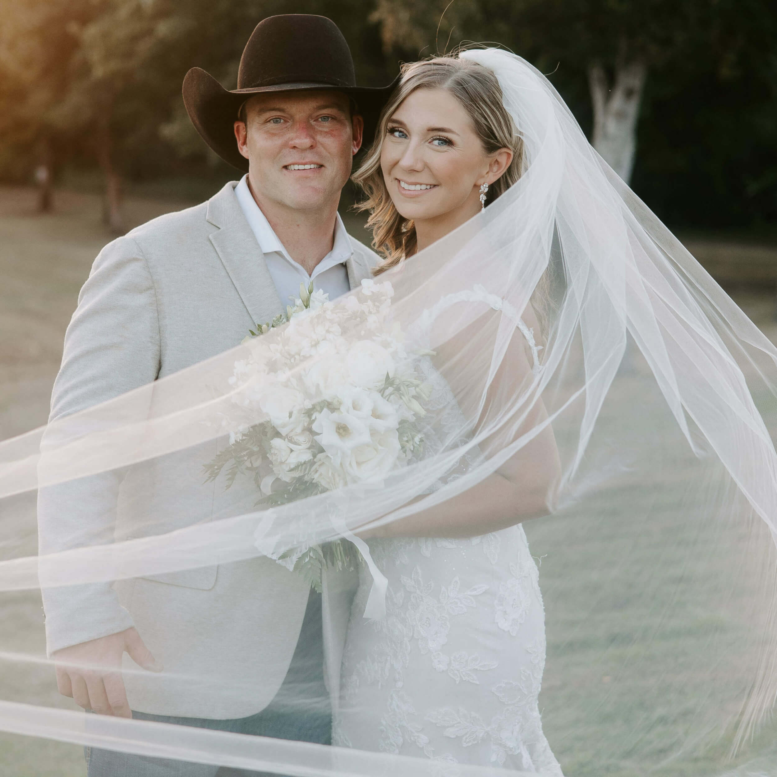 A couple on their wedding day at HR Ranch